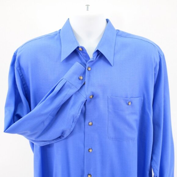 Yves Saint‎ Laurent Blue 16.5 32 / 33 Pocket Front Collared Dress Shirt - Picture 1 of 9